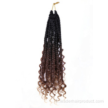 Boho Box Braids Curly Ends Synthétique Crochet Cheveux